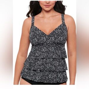 Swim Solutions Printed Triple Tier Tankini Top Size 18
